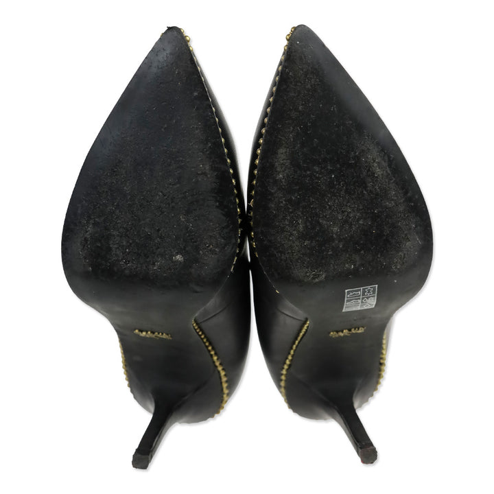 Coach Samantha Black Leather Studded Pointed Pumps