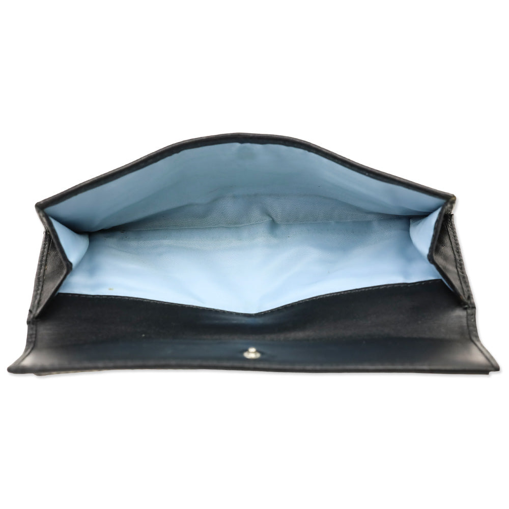 Coach Signature Black Canvas & Leather Trim Turnlock Trifold Wallet