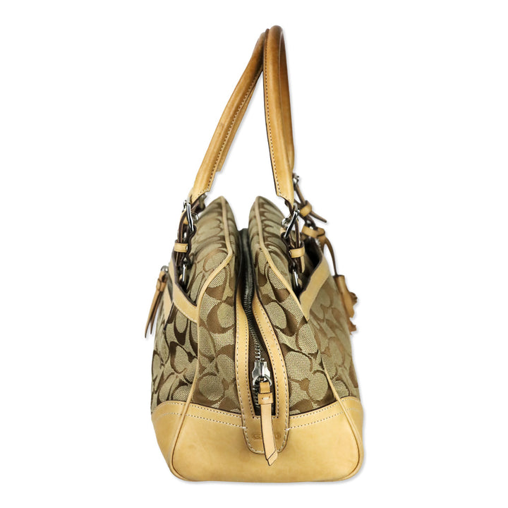 Coach Signature Tan & Brown Hampton Satchel Bag