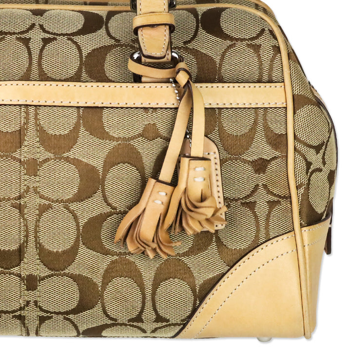 Coach Signature Tan & Brown Hampton Satchel Bag