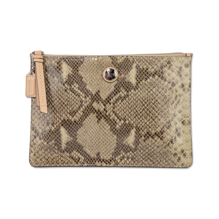 Coach Snake Skin Embossed Leather Pouch