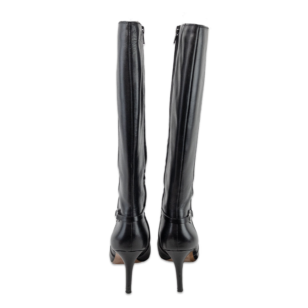 Coach Susette Black Leather Knee High Heeled Boots