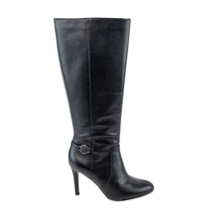 Coach Susette Black Leather Knee High Heeled Boots