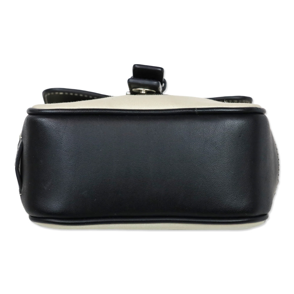 Coach Tan Canvas/ Black Leather Accent Crossbody Camera Bag