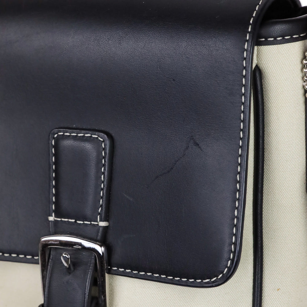 Coach Tan Canvas/ Black Leather Accent Crossbody Camera Bag