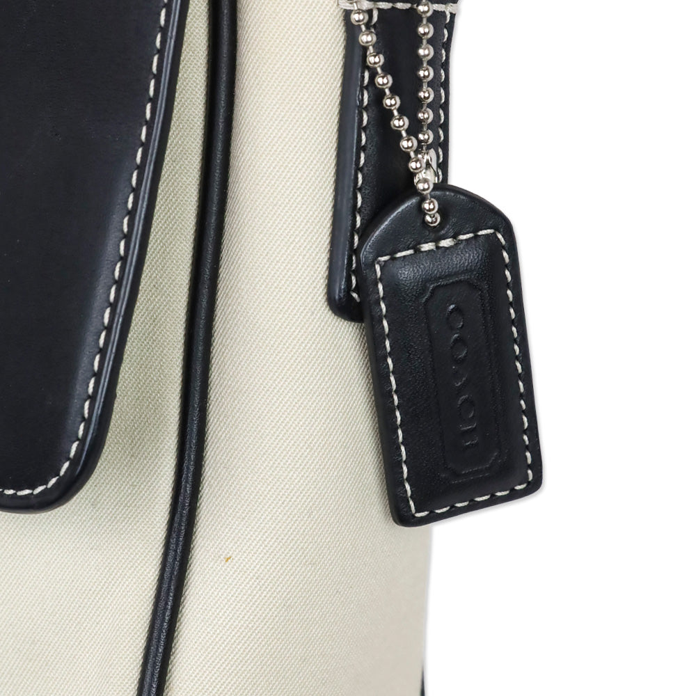 Coach Tan Canvas/ Black Leather Accent Crossbody Camera Bag