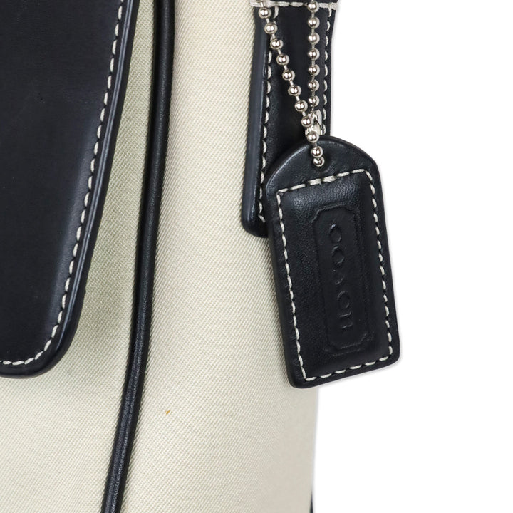 Coach Tan Canvas/ Black Leather Accent Crossbody Camera Bag