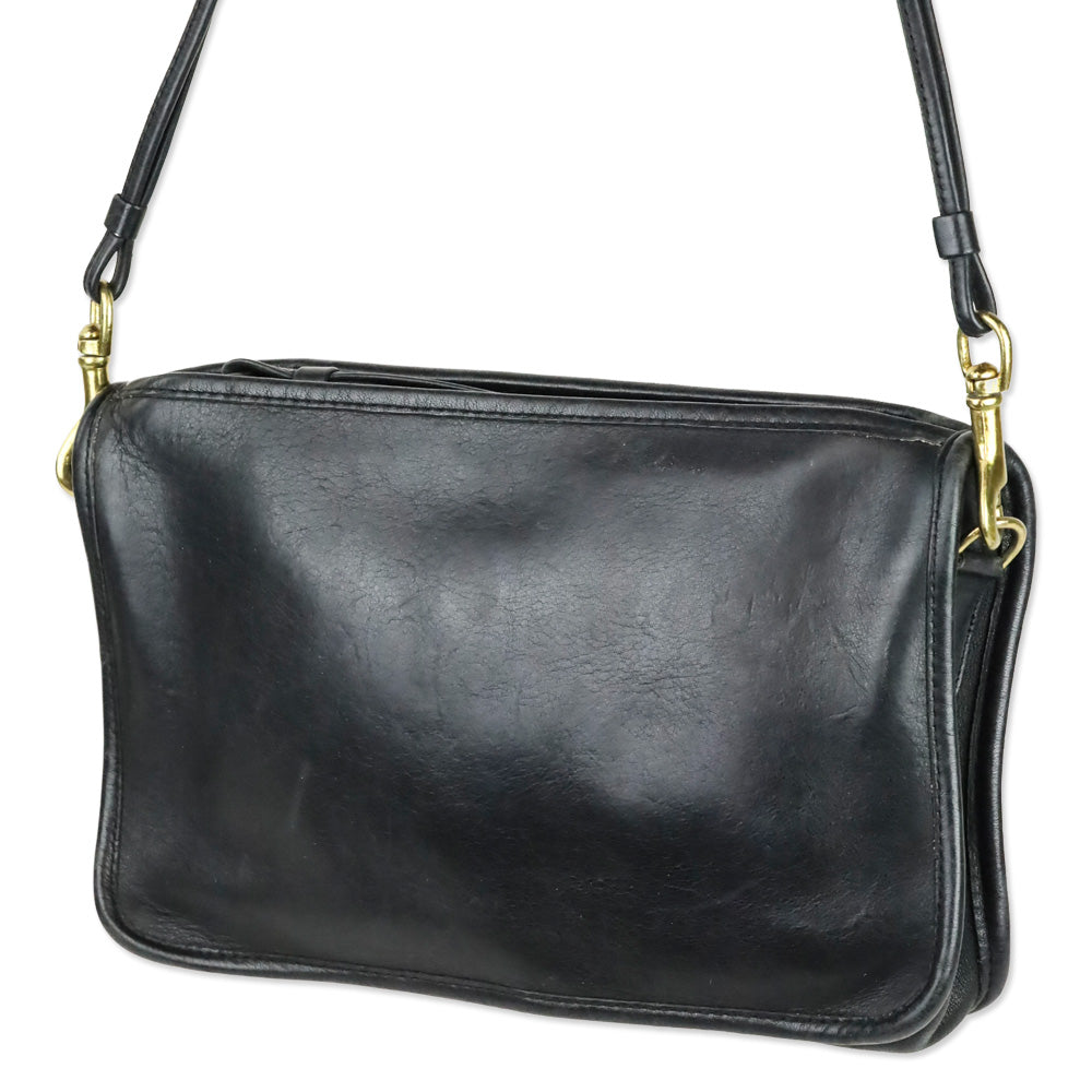 Coach Vintage 1970s Black Leather Slim Clutch Handbag