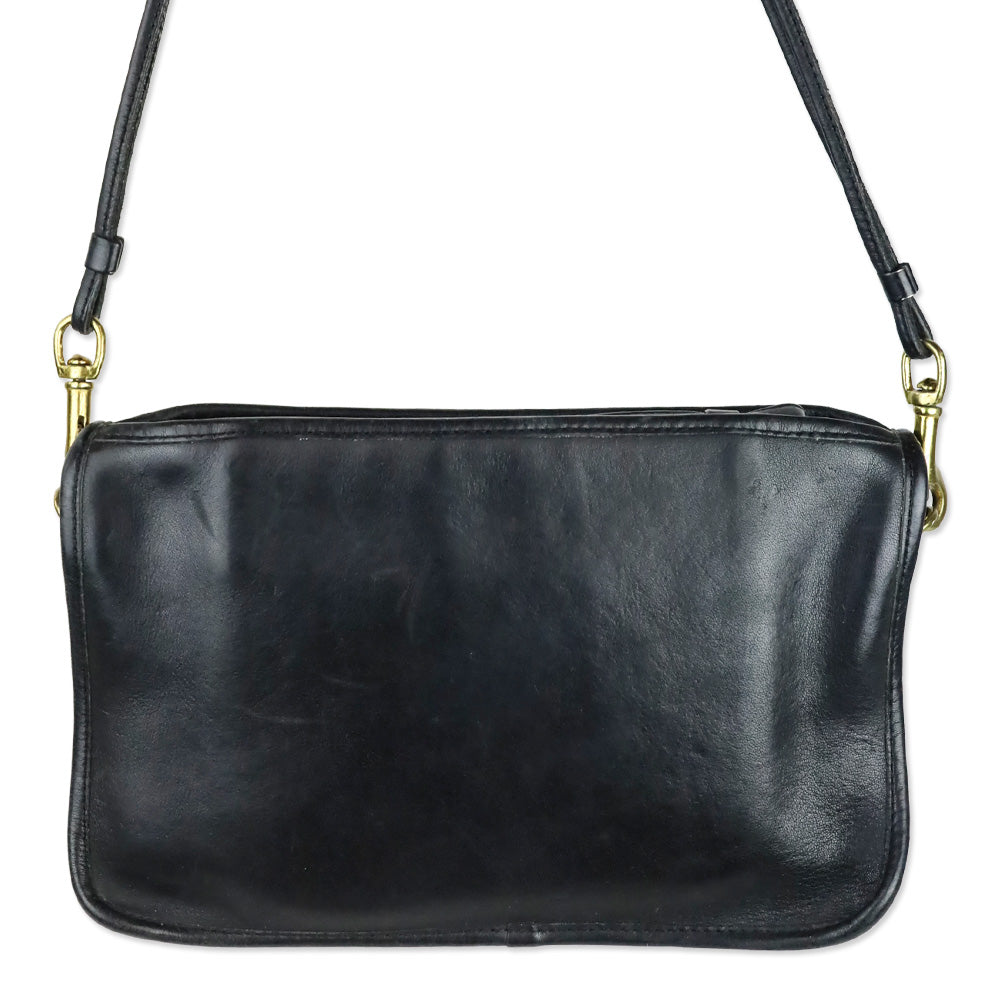 Coach Vintage 1970s Black Leather Slim Clutch Handbag