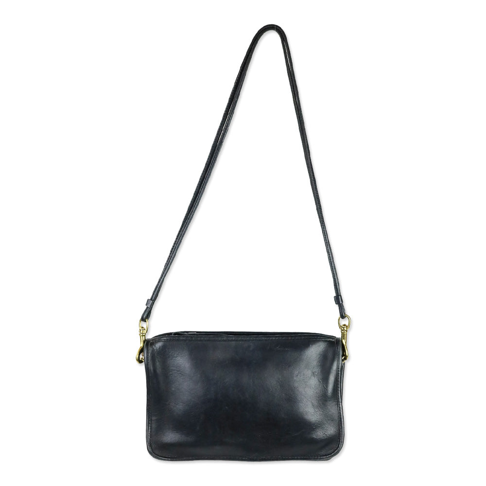 Coach Vintage 1970s Black Leather Slim Clutch Handbag