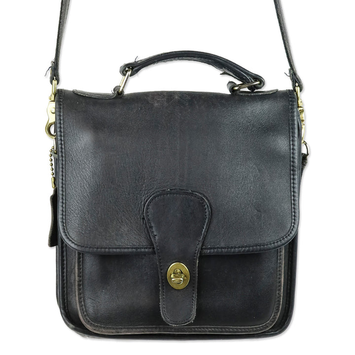 Coach Vintage 5130 Black Leather Gold Hardware Station Bag