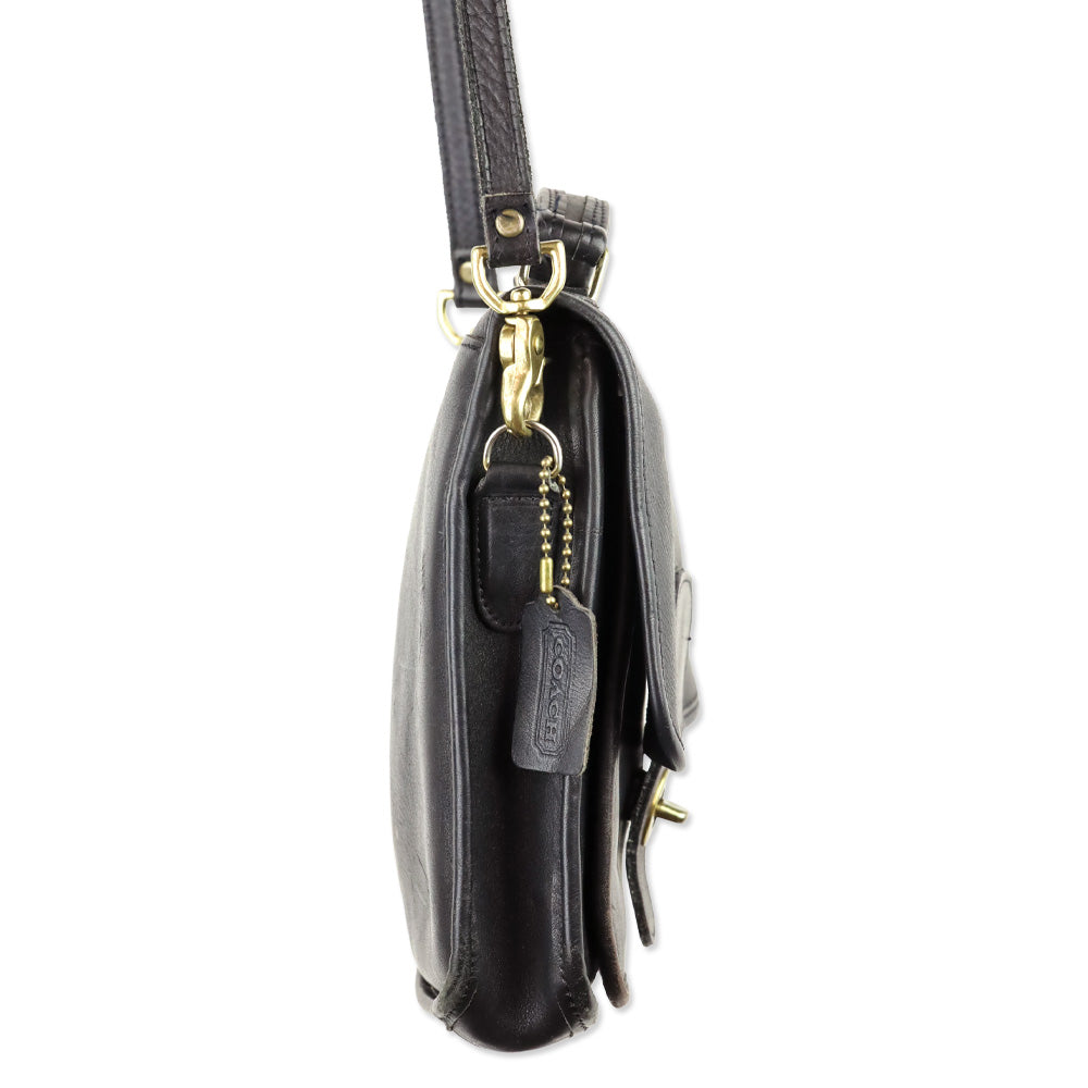 Coach Vintage 5130 Black Leather Gold Hardware Station Bag