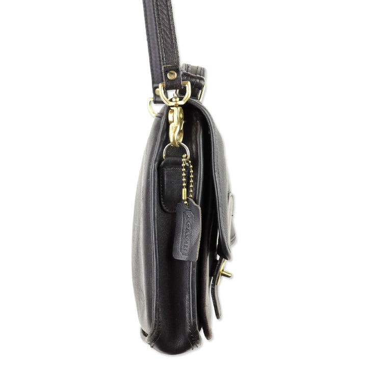 Coach Vintage 5130 Black Leather Gold Hardware Station Bag