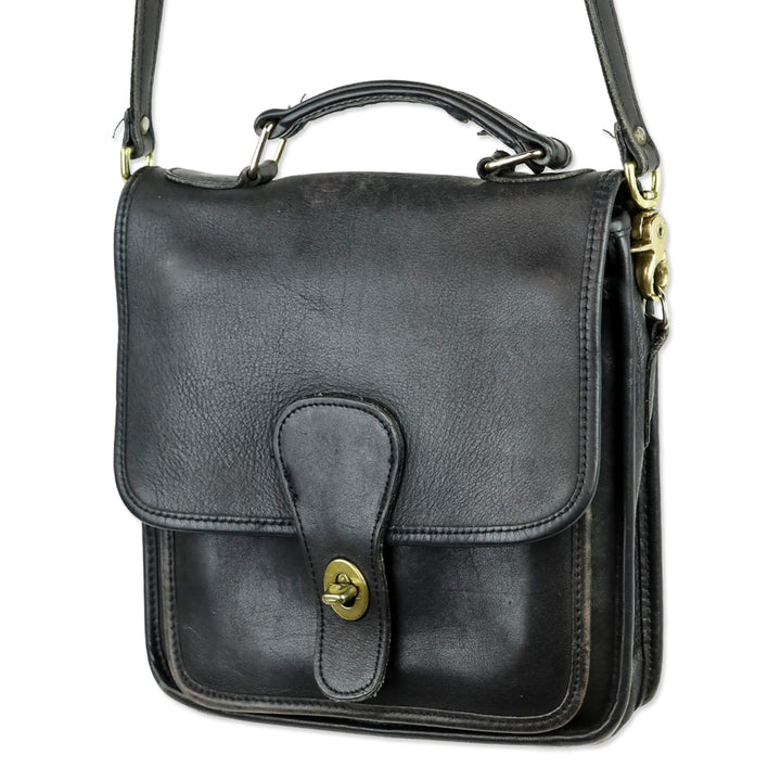 Coach Vintage 5130 Black Leather Gold Hardware Station Bag