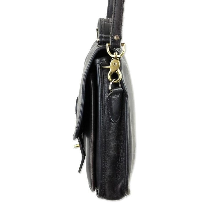 Coach Vintage 5130 Black Leather Gold Hardware Station Bag