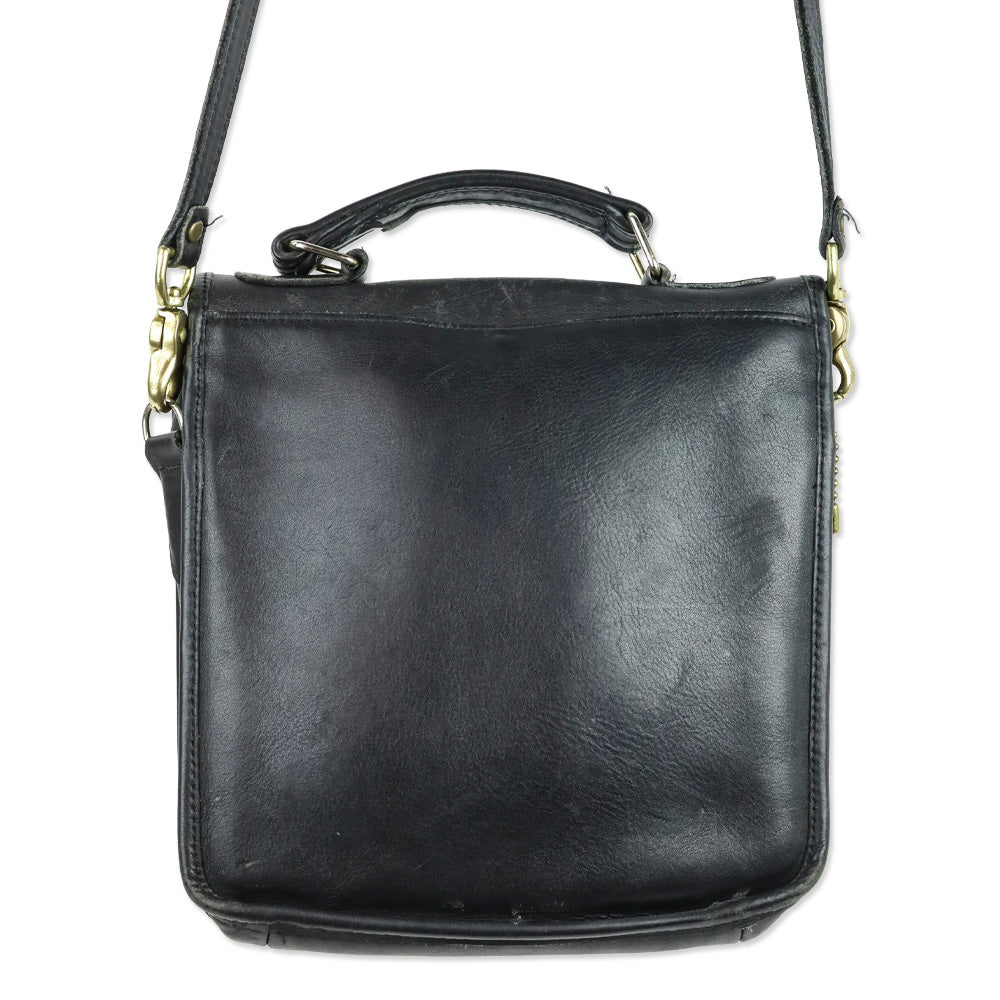 Coach Vintage 5130 Black Leather Gold Hardware Station Bag