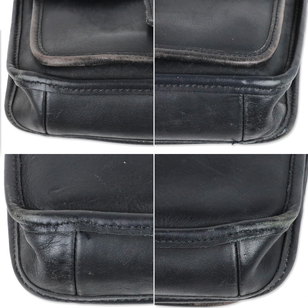 Coach Vintage 5130 Black Leather Gold Hardware Station Bag