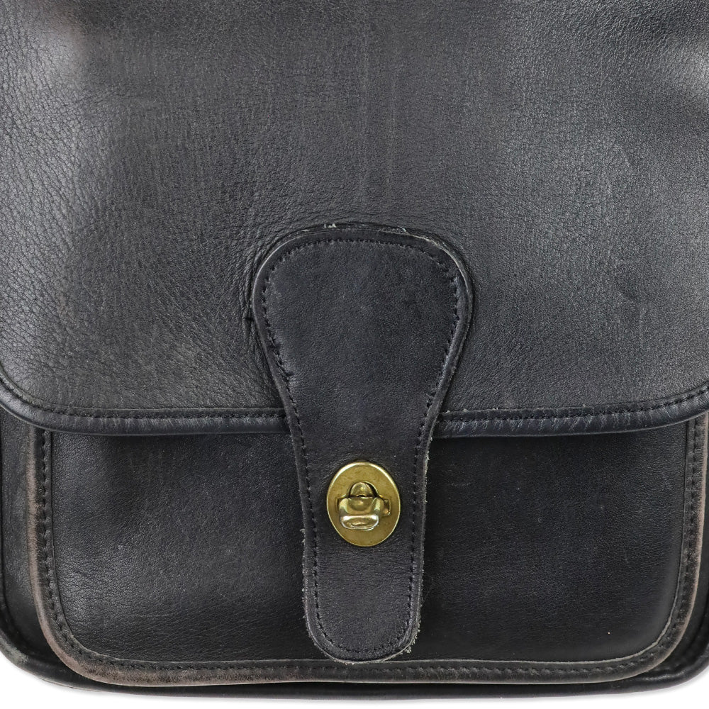 Coach Vintage 5130 Black Leather Gold Hardware Station Bag