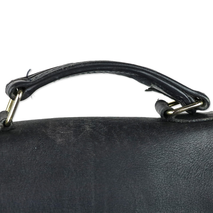 Coach Vintage 5130 Black Leather Gold Hardware Station Bag