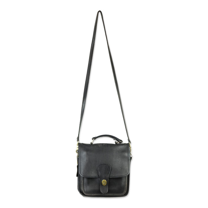 Coach Vintage 5130 Black Leather Gold Hardware Station Bag