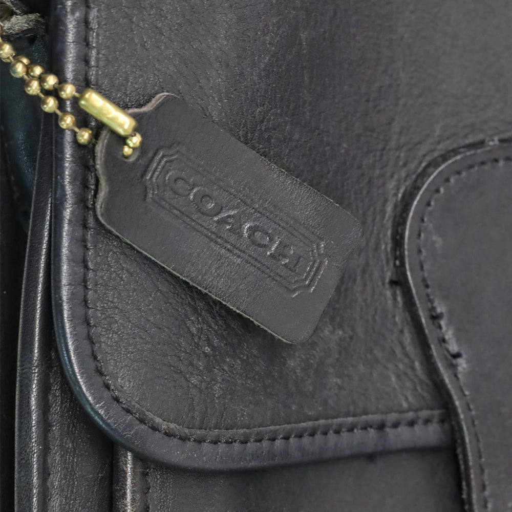 Coach Vintage 5130 Black Leather Gold Hardware Station Bag