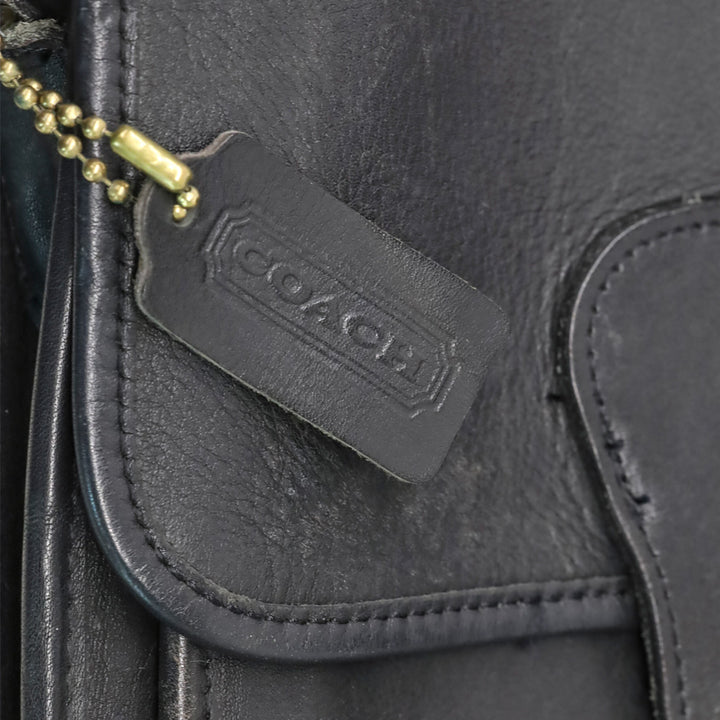 Coach Vintage 5130 Black Leather Gold Hardware Station Bag