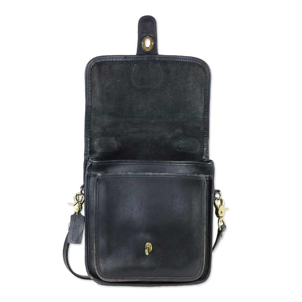 Coach Vintage 5130 Black Leather Gold Hardware Station Bag