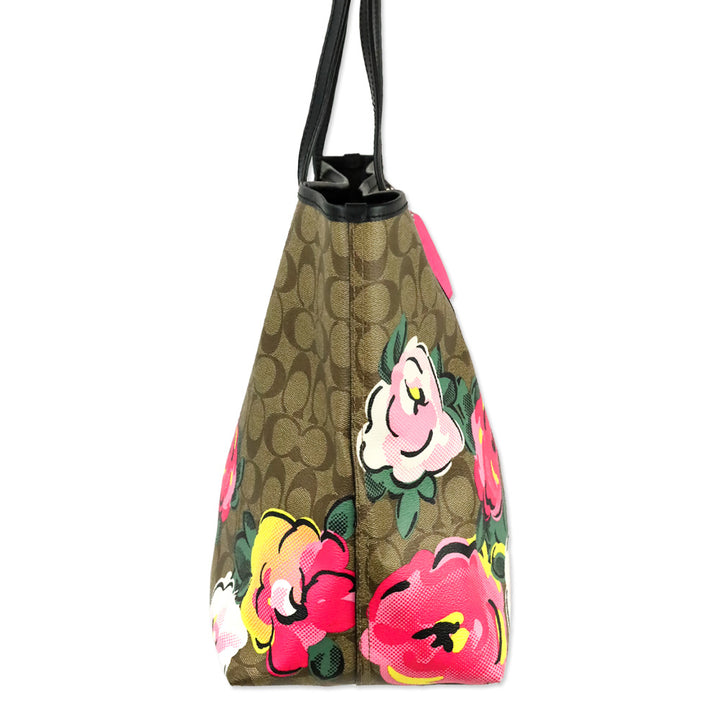 Coach Vintage Rose Print Signature Canvas City Tote Bag