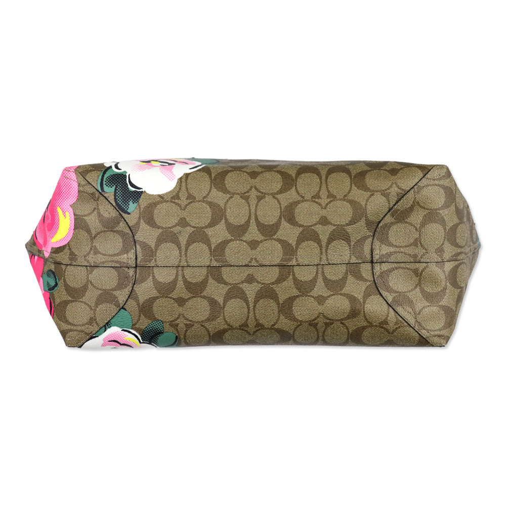 Coach Vintage Rose Print Signature Canvas City Tote Bag