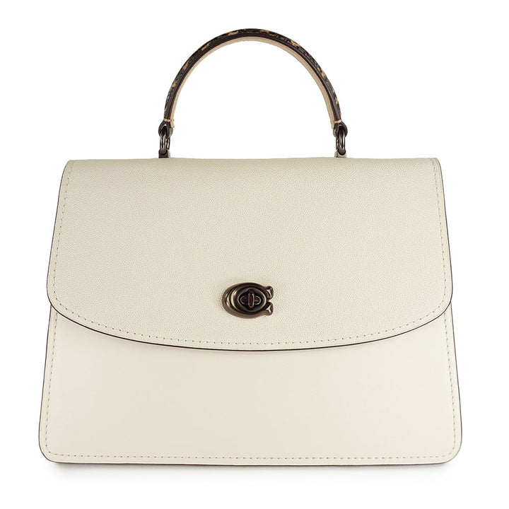 Coach White Leather Top Handle Tote Bag