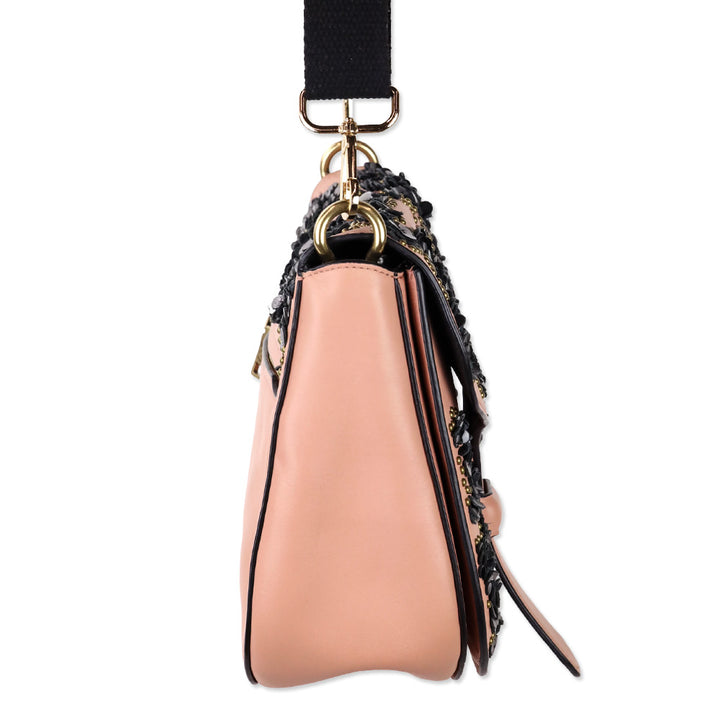 Coach x Rodarte Pink Glovetanned Leather Courier Bag With Leather Sequins