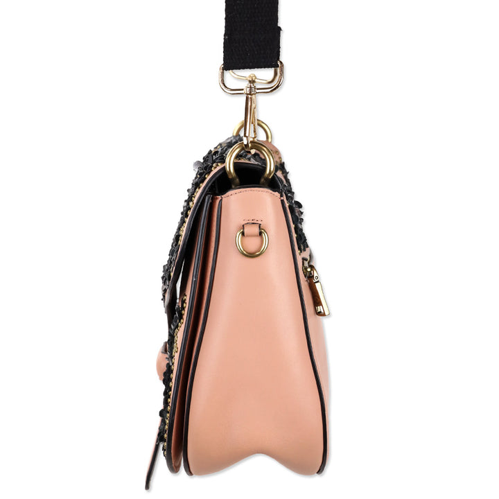 Coach x Rodarte Pink Glovetanned Leather Courier Bag With Leather Sequins