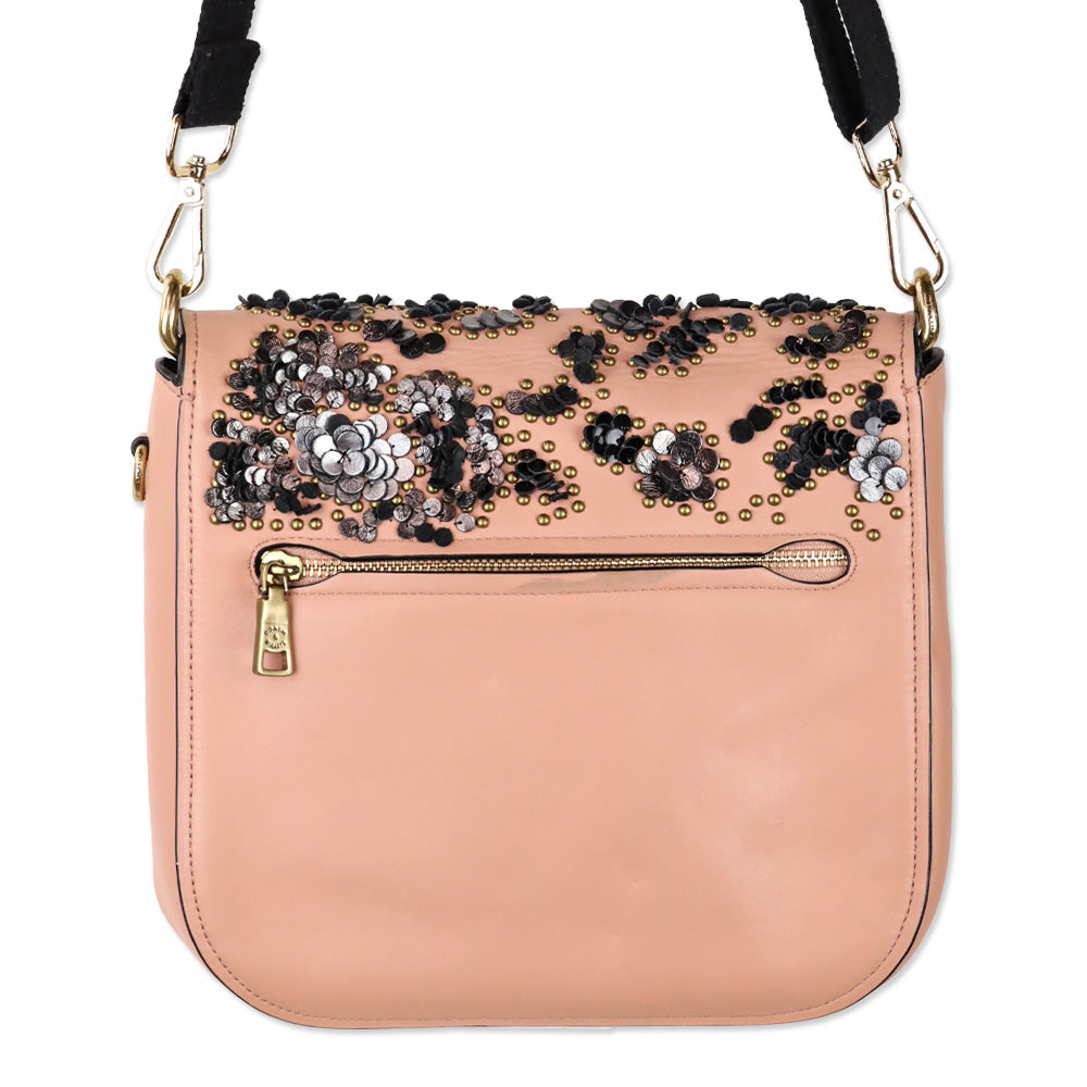 Coach x Rodarte Pink Glovetanned Leather Courier Bag With Leather Sequins