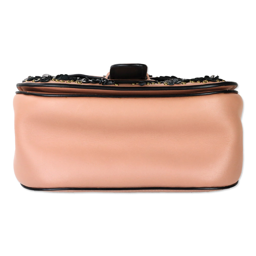 Coach x Rodarte Pink Glovetanned Leather Courier Bag With Leather Sequins