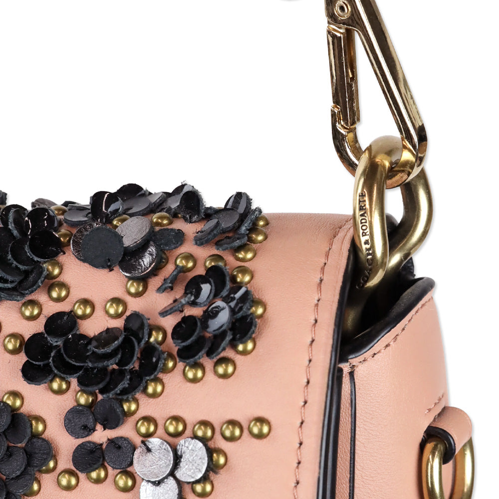 Coach x Rodarte Pink Glovetanned Leather Courier Bag With Leather Sequins
