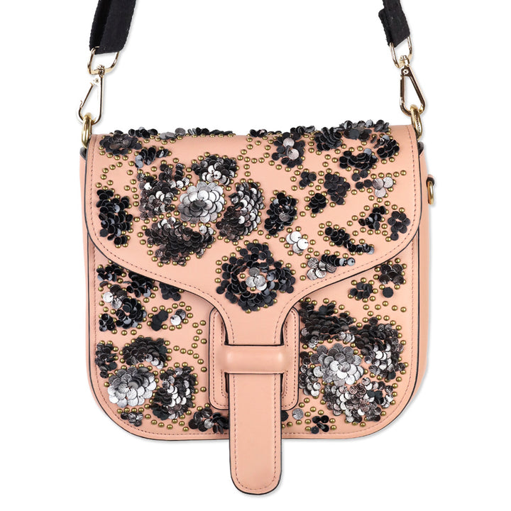 Coach x Rodarte Pink Glovetanned Leather Courier Bag With Leather Sequins