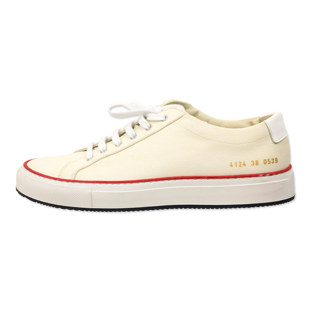 Common Projects Cream/Red Canvas Achilles Low Sneakers