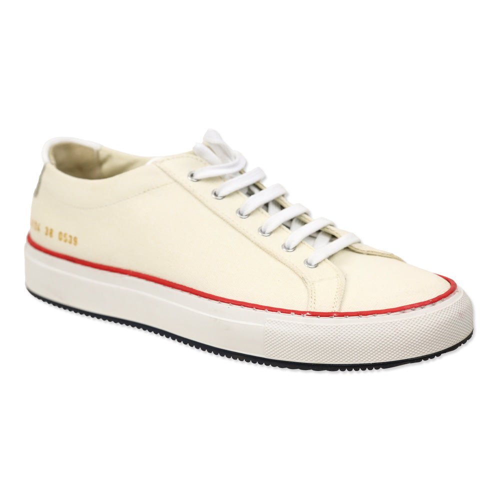 Common Projects Cream/Red Canvas Achilles Low Sneakers