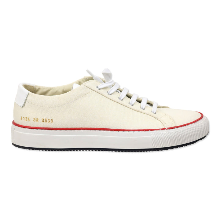Common Projects Cream/Red Canvas Achilles Low Sneakers