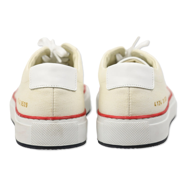 Common Projects Cream/Red Canvas Achilles Low Sneakers