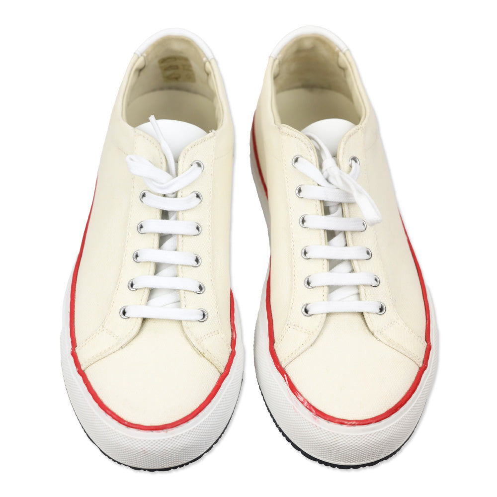 Common Projects Cream/Red Canvas Achilles Low Sneakers