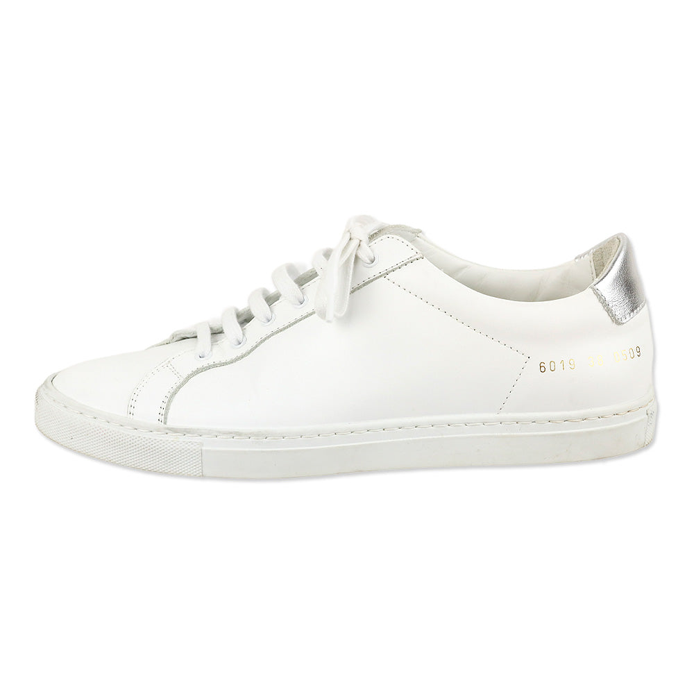 Common Projects Woman Achilles Retro Low-Top White/Silver Leather Sneakers