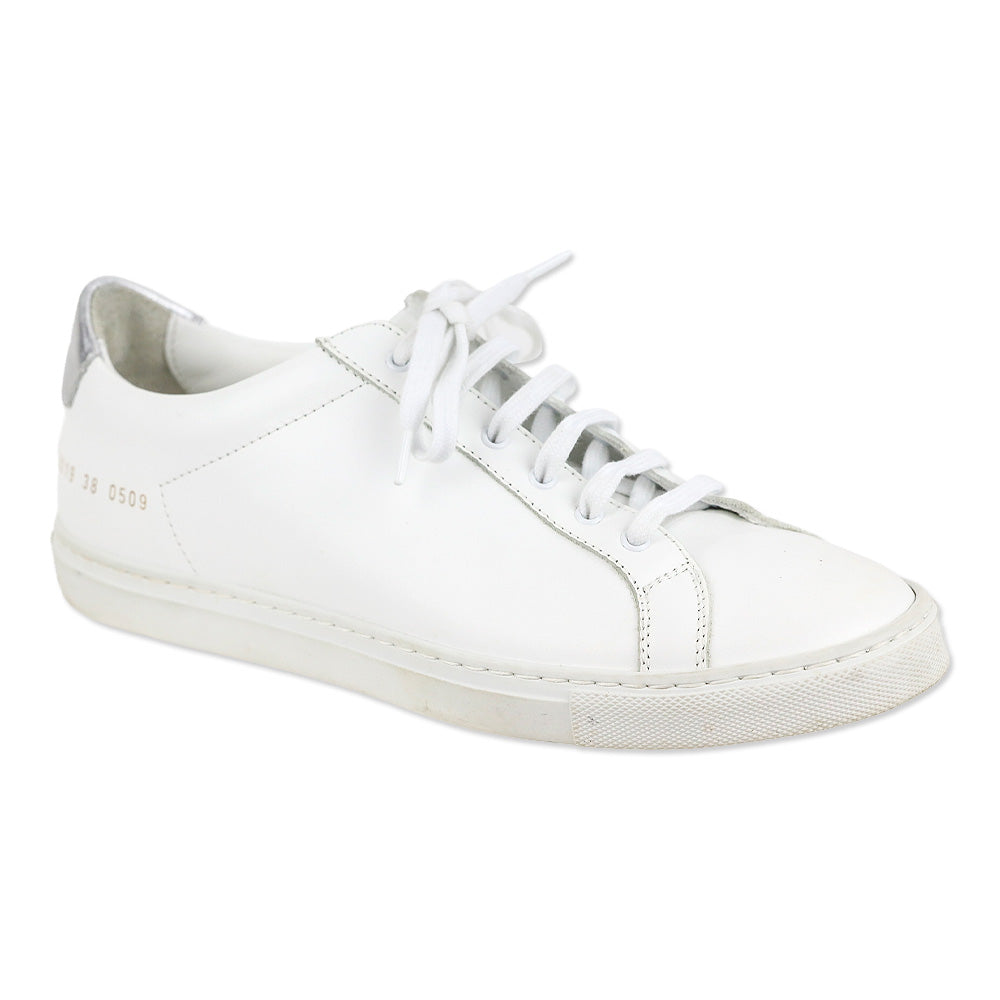 Common Projects Woman Achilles Retro Low-Top White/Silver Leather Sneakers