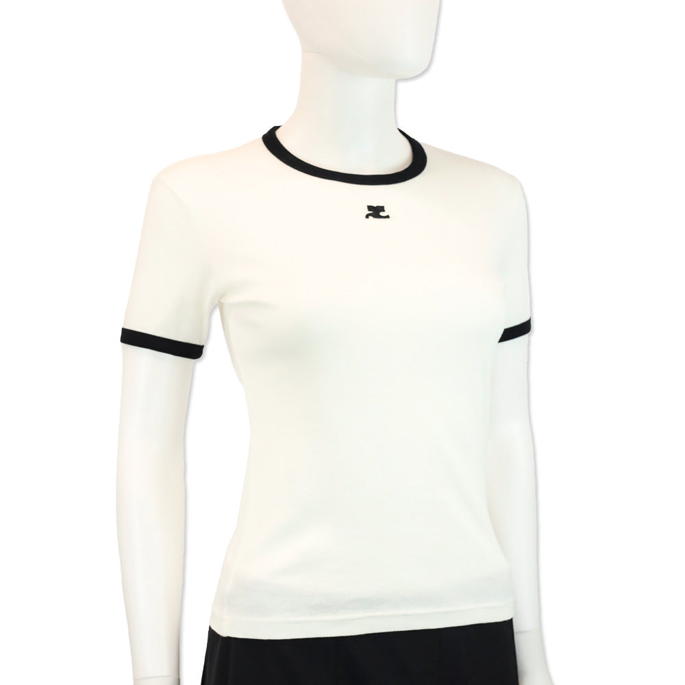 Courreges Heritage White/Black Signature Contrast T-Shirt