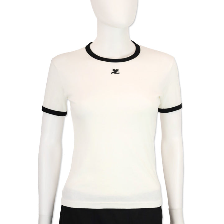 Courreges Heritage White/Black Signature Contrast T-Shirt