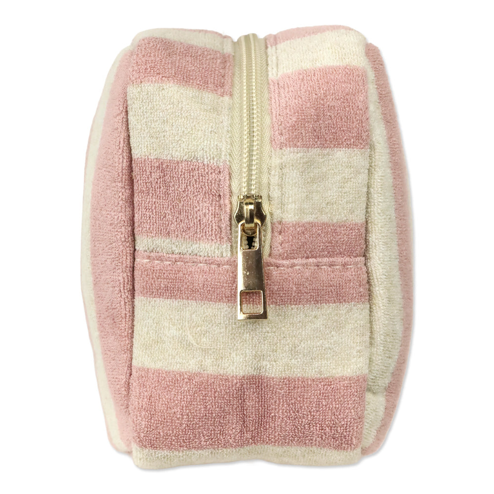 Cream & Soft Pink Terry Striped Summer Pouch