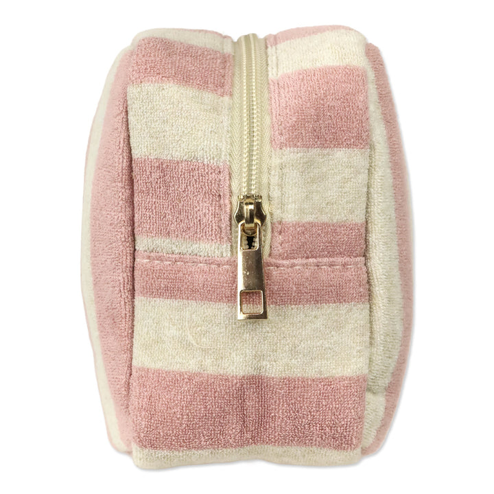Cream & Soft Pink Terry Striped Summer Pouch