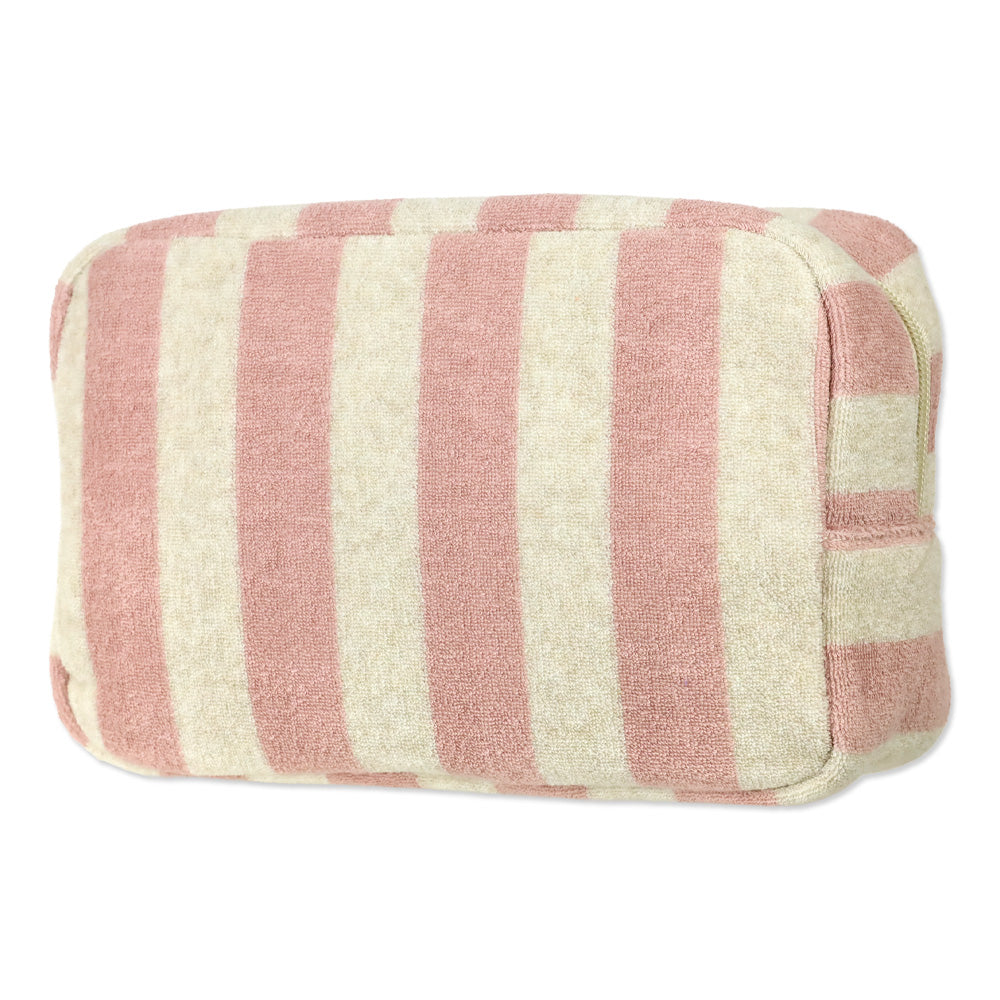 Cream & Soft Pink Terry Striped Summer Pouch