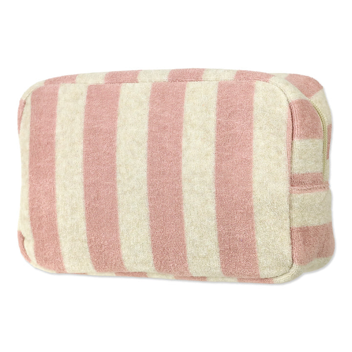 Cream & Soft Pink Terry Striped Summer Pouch
