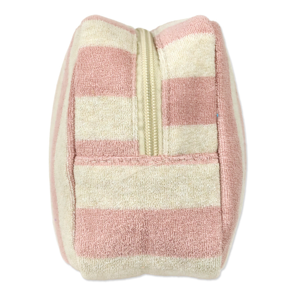 Cream & Soft Pink Terry Striped Summer Pouch